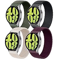 4 Pack Braided Solo Loop Band For Samsung Galaxy Watch 6 6 Classic 5 4 40mm 42mm 44mm 46mm 43mm 47mm 5 Pro 45mm Band,20mm Elastic Sport Strap Bracelet Stretchy Band
