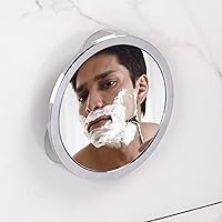 iDesign Gia Metal Suction Shower Shaving Mirror for Bathroom, Vanity, Bathtub, Wall, 5.75