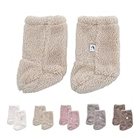 Konny Baby Fluffy Cozy Fleece Winter Booties for Infant (Beige)- New Year Gifts, Foot warmer for Newborn Babies