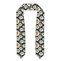 Floral Flowers Daisies Print Deluxe Unisex Adult Graduation Honor Stole Sash, 72