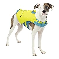 Kurgo Surf n’ Turf Dog Life Jacket - Flotation Life Vest for Swimming and Boating - Dog Lifejacket with Rescue Handle and Reflective Accents - Machine Washable - Green/Blue, Extra Large