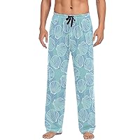 ALAZA Men's Summer Time Sea Shells on A Blue Wooden Sleep Pajama Pant