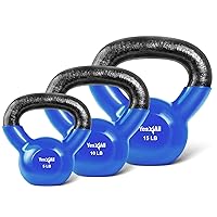 Yes4All Combo Kettlebells Vinyl Coated Weight Sets Great for Full Body Workout Equipment Push up, Grip Strength and Strength Training, Dumbbell Weights Exercises