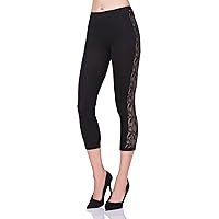 FUTURO FASHION® Cropped 3/4 Lenght Sexy Flexy Cotton Leggings with Lace Active Dance LPL34