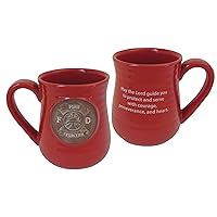 Abbey Gift Firefighter Pottery Mug Red Brown, 4.8 Inches