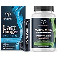 Promescent Desensitizing Delay Spray + Men's Daily Multivitamin Supplements, B Complex Vitamins, C,D, Ashwagandha KSM 66, Premium Health Supplements