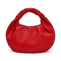 Chic Top Handle Bag for Women Small Ruched Hobo Handbag Soft Faux Leather Tote Bags Purse