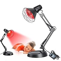 Infrared Red Light Therapy with Sturdy Base, Infrared Heat Lamp Device with 150W Bulb, Adjustable Near Infrared Light Heat Lamp Set for Body Neck Shoulder Joints Back Pain Relief(Black)