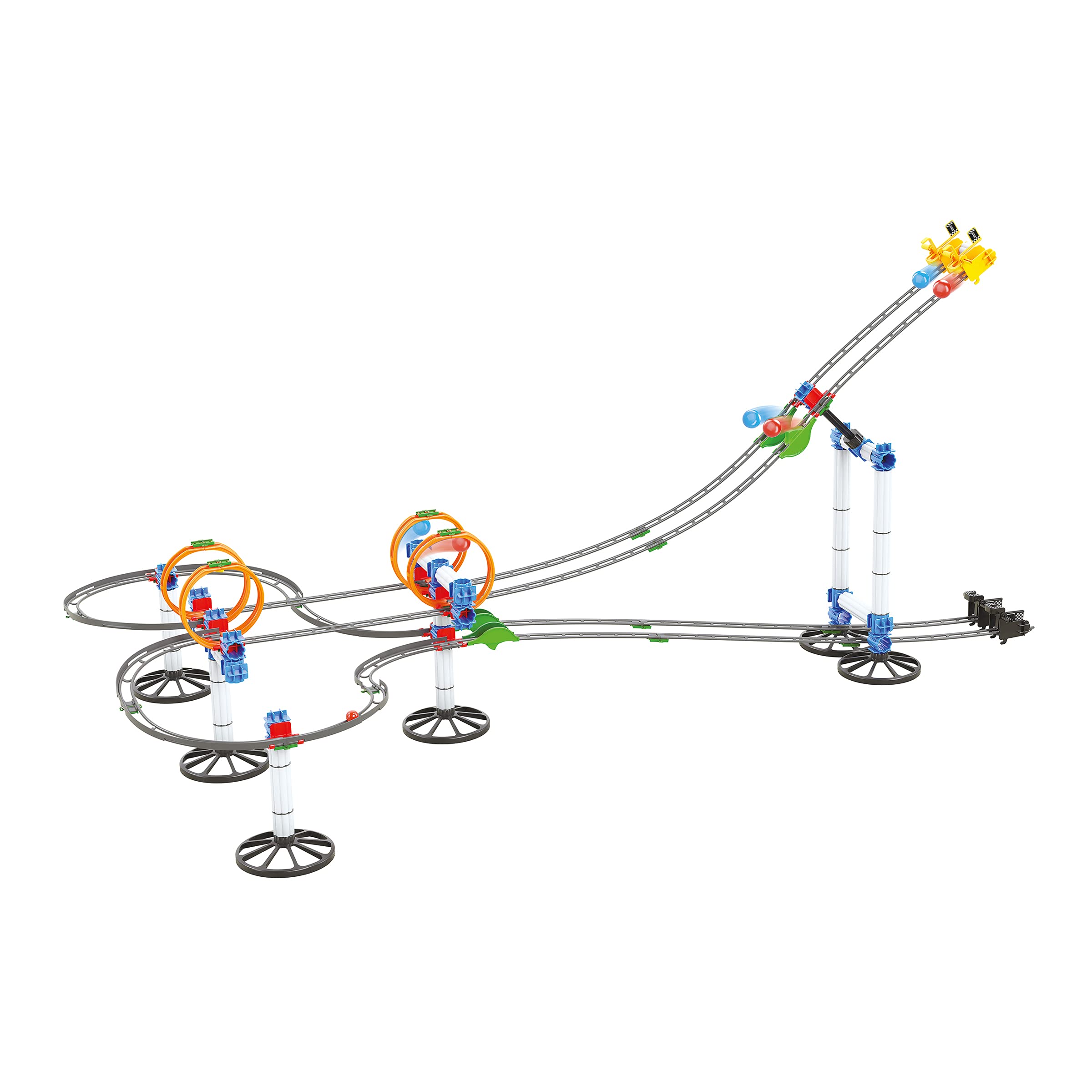 Quercetti Skyrail League Marble Run - Build Parallel Tracks with Loops and Jumps for Side-by-Side Racing, 166 Piece Set with 5 Marbles and Over 24 Feet of Track, for Kids Ages 7 Years and Up