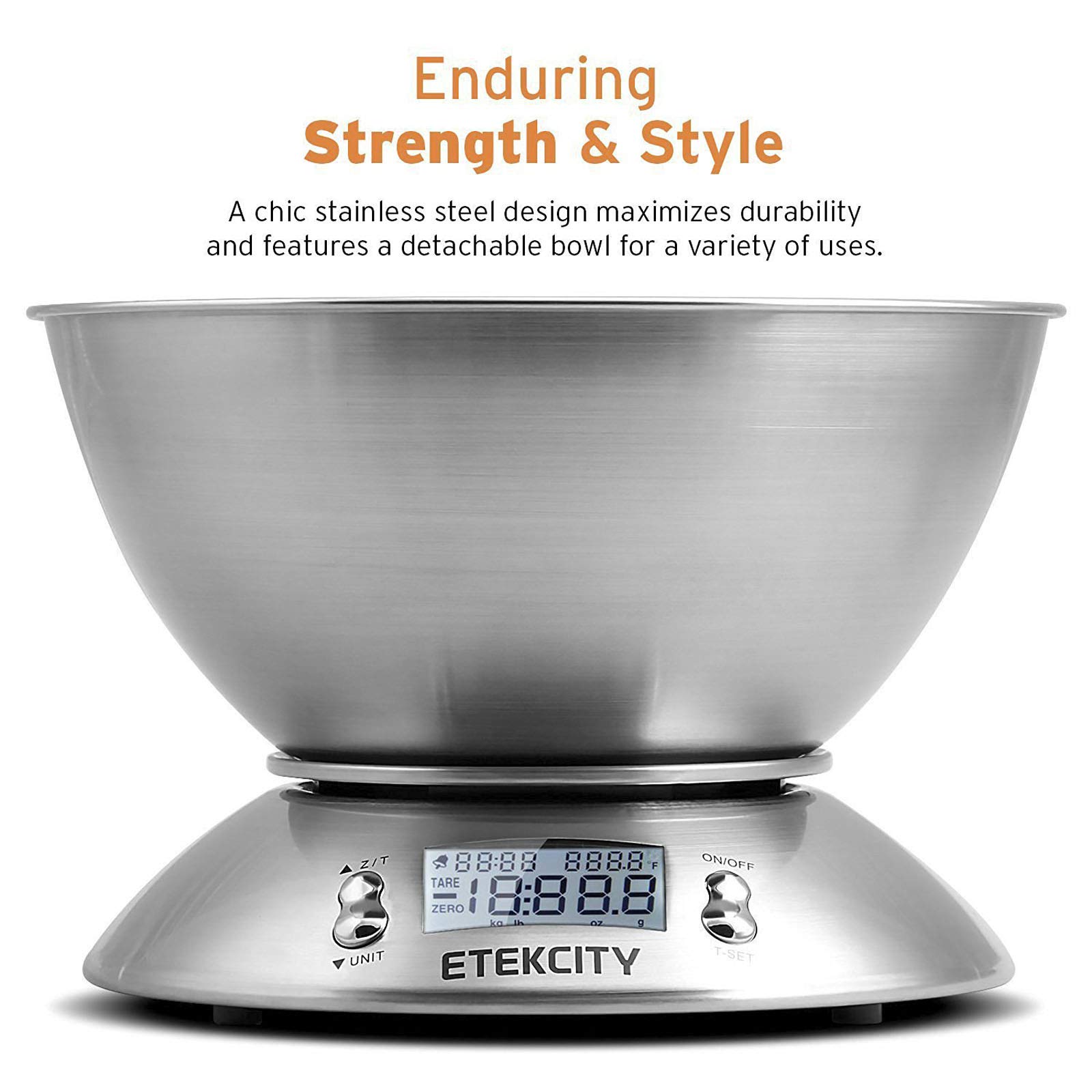 Etekcity Food Kitchen Scale with Bowl, 2.06 QT, Stainless Steel & Food Kitchen Scale, Medium, 304 Stainless Steel