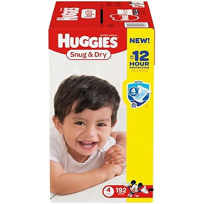 Huggies Snug & Dry Diapers, Size 4, 192 Count (One Month Supply)