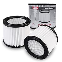 Shop-Vac High Performance 90398 Cartridge Filter, Fits Most 4 Gallon and less Shop-Vac Wet/Dry Vacuums, High Efficiency Nanofiber Filtration Paper, PET and Reusable, 2 Pack