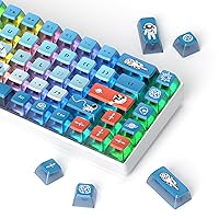 Owpkeenthy Pudding PBT Keycaps 75 Percent with Punk Style, 120- Keys Transparent Keycaps ASA Profile Custom Replacement Key Caps US Layout for 60% 75% Full 104 Key Set Mechanical Keyboard(Space)