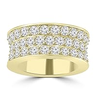 6.92 ct Three Row Round Cut Diamond Eternity Wedding Band Ring G Color SI-1 Clarity) in 18 kt Yellow Gold