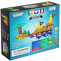 Tytan Tiles Pirate Ship & Island 60-Piece Magnetic Tiles Building Set, Fun Kids’ STEM Toy, Creative Play, Shape & Pattern Recognition, Fine Motor Skills, Includes Storage Bag, Ages 3 and Up