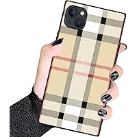 Square Case for iPhone 15 Max/iPhone 15 Plus,Beige Square Square Classic Checkered Style,Hard PC+Soft Silicone case is Shock-Proof and Skid-Proof for Protective Phone Case for iPhone 15 Max