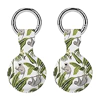 Tropical Vintage Palm Trees Soft Silicone Case for AirTag Holder Protective Cover with Keychain Key Ring Accessories