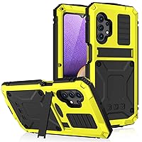 Case for Samsung Galaxy A32 5G / A32 4G with Screen Protector Outdoor Sports Military Heavy Duty Shockproof Sturdy Aluminum Metal Hard Case with Kickstand Full Body Rugged Cover,