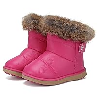 CIOR Toddler Snow Boots for Girls Boys Winter Warm Kids Button Boots Outdoor Shoes