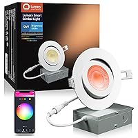 4 Inch Gimbal Smart WiFi Recessed Lights - 9W 810 Lumens RGB Color Changing, 2700K to 6500K LED Ceiling Gimble Spotlights Work with Alexa/Google Assistant ETL Certified IC Rated