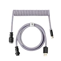 EPOMAKER Mix Pro Custom Coiled USB C Cable for Mechanical Keyboard, 1.5m USB-C to USB-A Double Sleeved Cable with Detachable 5-Pin Aviator Connector for Gaming Keyboard (Mix PRO Purple)