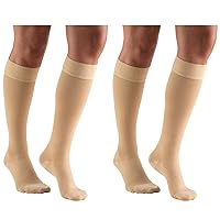Truform 30-40 mmHg Compression Stockings for Men and Women, Knee High Length, Dot-Top, Closed Toe, Beige, Large (Pack of 2)