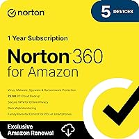 Norton 360 for Amazon 2024, Antivirus software for up to 5 Devices with Auto Renewal [Subscription] Norton 360 for Amazon 2024, Antivirus software for up to 5 Devices with Auto Renewal [Subscription] Subscription