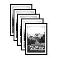 Americanflat 13x19 Picture Frame Set of 5 in Black - Use as 11x17 Picture Frame with Mat or 13x19 Frame Without Mat - Picture Frames Collage Wall Decor with Plexiglass Cover - Gallery Wall Frame Set