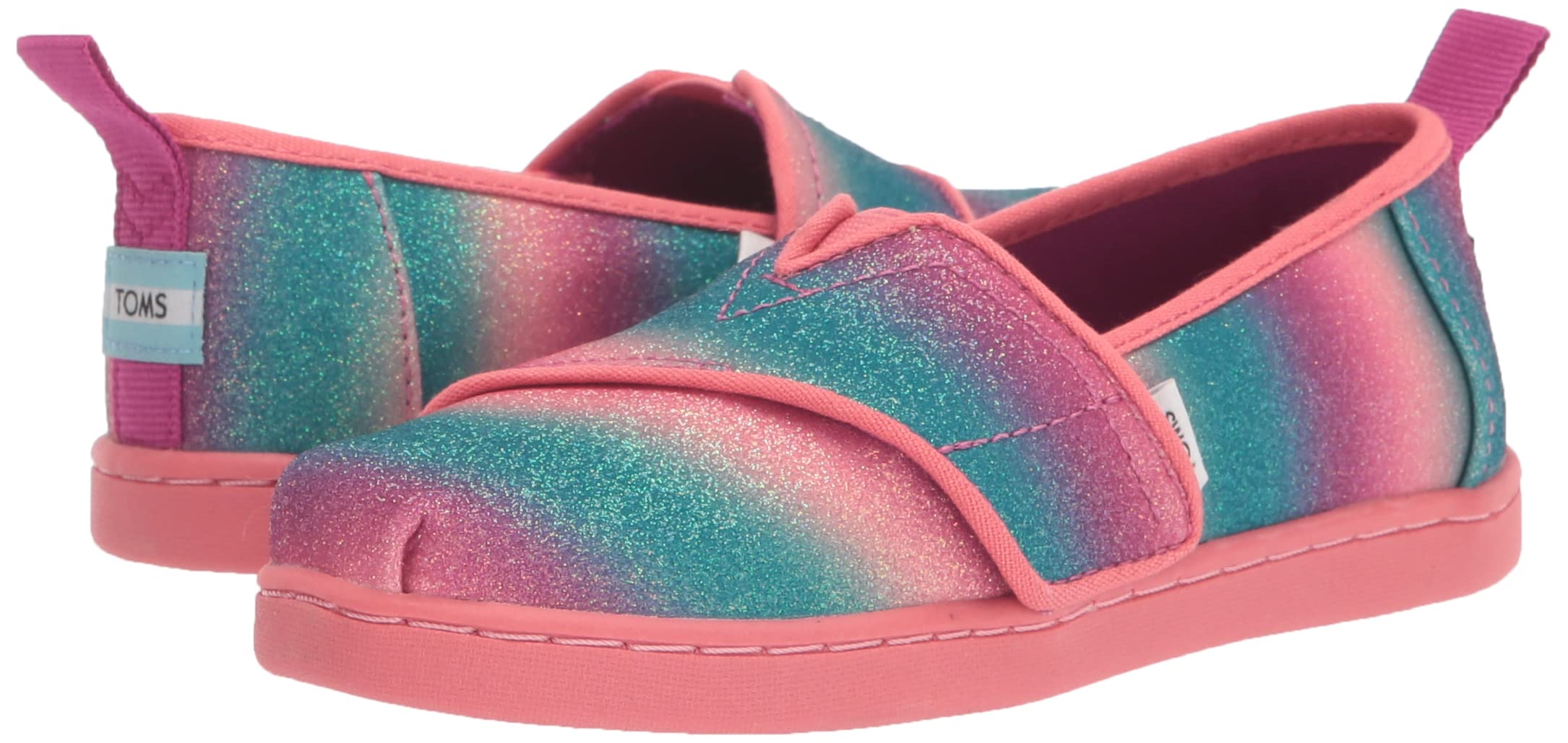 TOMS Kids Tiny Gradient Glitter Alpargata (Toddler/Little Kid) Dark Fuchsia 7 Toddler M