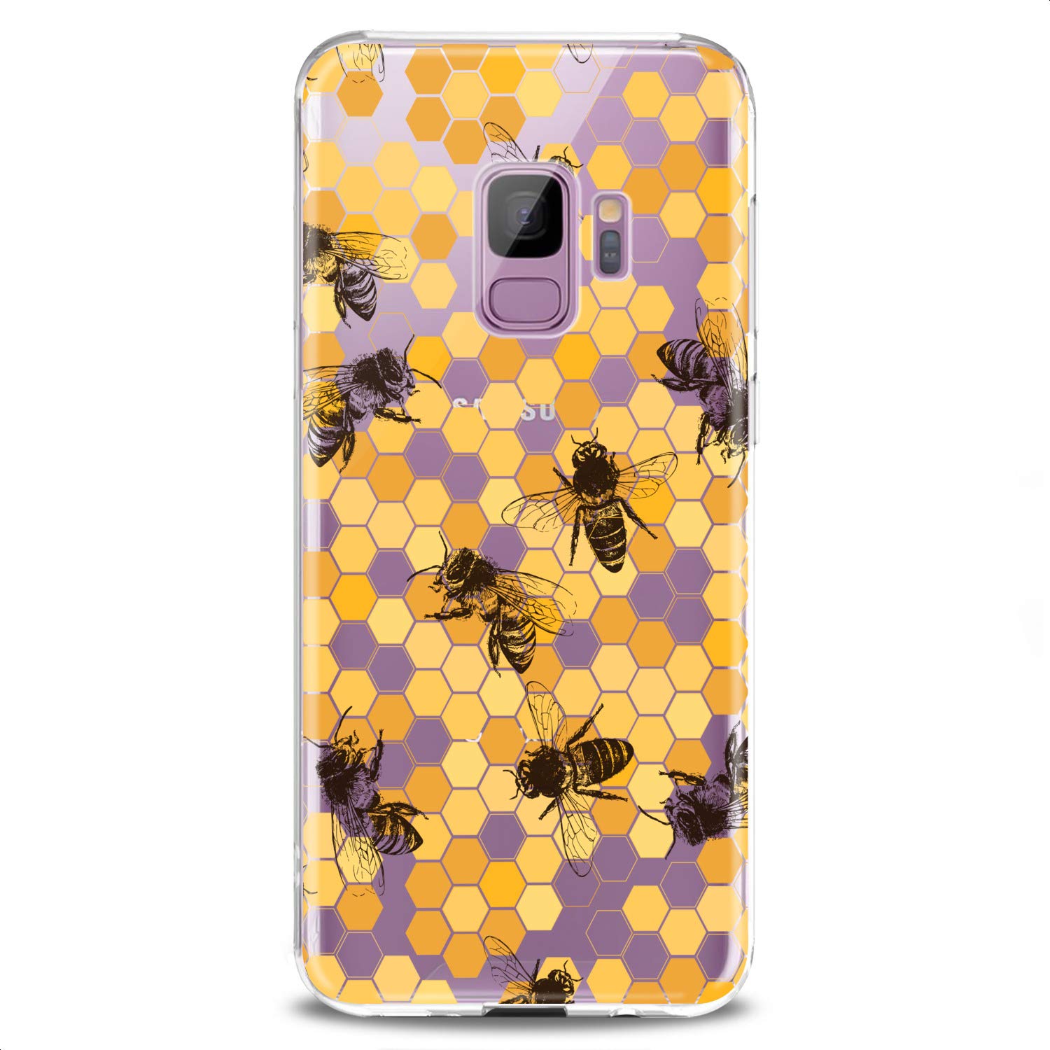 Cavka TPU Case Compatible for Samsung A91 A70 A52 A51 A50 A20 A11 A12 A13 A03s A02s Realistic Bee Clear Honeycomb Slim fit Yellow Print Soft Design Colorful Cute Flexible Silicone Elegant Bright
