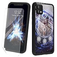 for Motorola Moto G Stylus 5G 2023 Case with Screen Protector, Tempered Glass Hard Back Shell Soft TPU Anti-Skid Phone Case for Moto G Stylus 5G 2023, Galaxy Dreamcatcher Wolf