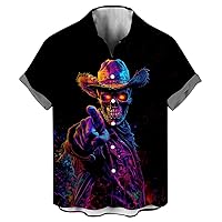 Novelty Cool Skull Button Down Shirt Funny Fashion Graphic Hawaiian Shirt