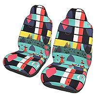 Geometric Patterns Car seat Covers Front seat Protectors Washable and Breathable Cloth car Seats Suitable for Most Cars