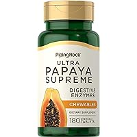 Piping Rock Papaya Enzymes Chewable | 180 Tablets | Vegetarian Digestion Formula | Non-GMO, Gluten Free Supplement | Tropical Flavored