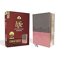 NIV, Life Application Study Bible, Third Edition, Large Print, Leathersoft, Gray/Pink, Red Letter