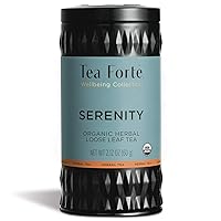 Tea Forte Serenity Organic Herbal Tea with Lavender, Lemony Nettle and Juniper Berry, Makes 35-50 Cups, 2.12 Ounce Loose Leaf Tea Canister