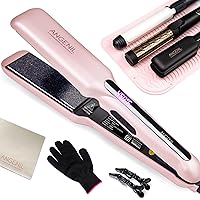 Flat Iron Hair Straightener Wide 1.6-inch, Dual Voltage Hair Straightener and Curler 2-in-1 with Large Heat Resistant Silicone Mat Sleeve Pad for Hair Iron Curling Iron Travel Mat Case