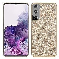 Case for Galaxy S21 FE,Galaxy S21 FE Case,Glitter Sparkly Luxury Light Slim Shockproof Protective Bling Diamond Girls for Women Phone Case for Samsung Galaxy S21 FE 5G 6.4 inch (Gold)