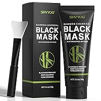 SHVYOG Blackhead Peel Off Face Mask, Blackhead Remover Mask with Brush, Blackhead Face Mask Bamboo Charcoal Face Mask for Deep Cleansing Blackheads, Dirts, Pores, Oil (60g)