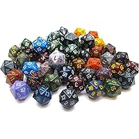 Chessex Manufacturing DND Dice Set - Chessex D&D Dice - 16mm Assorted Speckled Plastic Polyhedral Dice Set - Dungeons and Dragons Dice Includes 50 Dice – D20 (CHX29320)