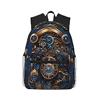 Gears Clock Bronze Centurywaterproof High School Bookbag,Lightweight Casual Travel Daypack,College Backpack Men