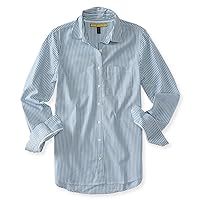 AEROPOSTALE Womens Vert Striped Button Up Shirt, Blue, X-Small