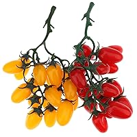 2 Pack Lifelike Artificial Cherry Tomatoes Fake Tomato for Home House Kitchen Cabinet Decoration