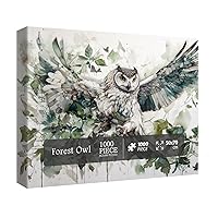 Owl Bird Puzzles for Adults, Animal Art Jigsaw Puzzles 1000 Pieces, Fantasy Forest Painting Puzzle