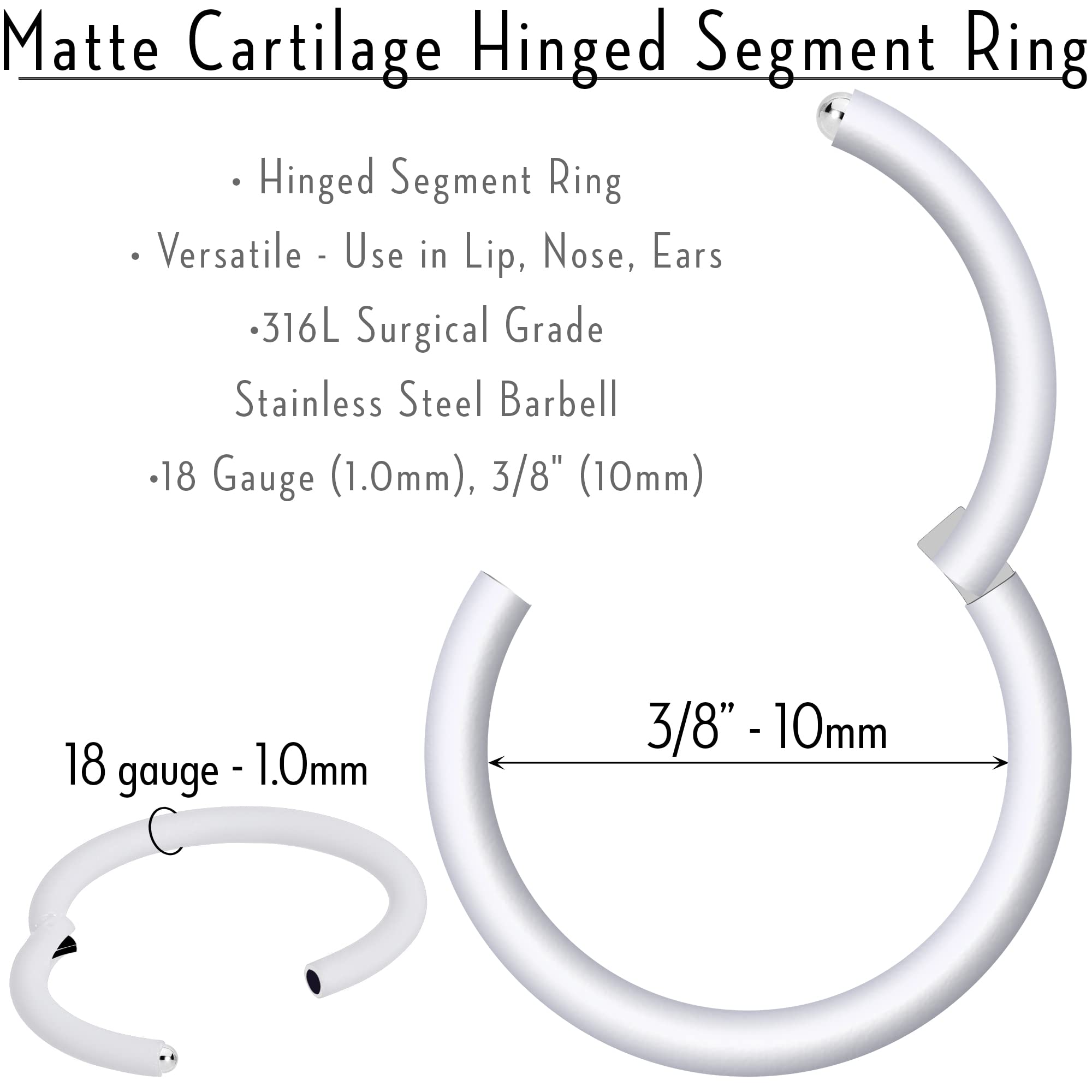 Body Candy Segment Hoop Rings 18 Gauge 316l Surgical Steel Lip Ring Cartilage