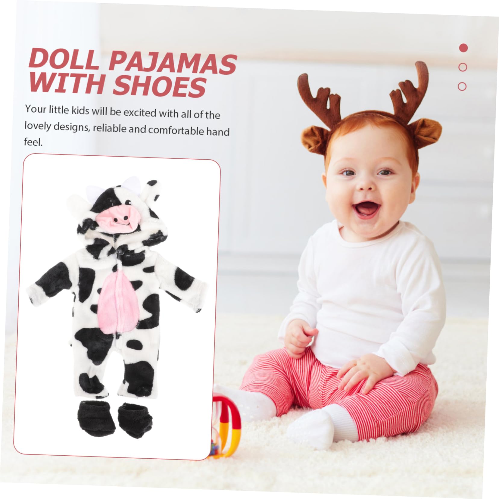ERINGOGO 1 Set 18 Inch Doll Cow Costumes Kids Dress up Party Costume 18 Inch Doll Outfit 18 Inch Doll Pjs Lovely Outfits Baby Costume Doll Decor Cow Pajamas Animal Cloth Jumpsuit Child