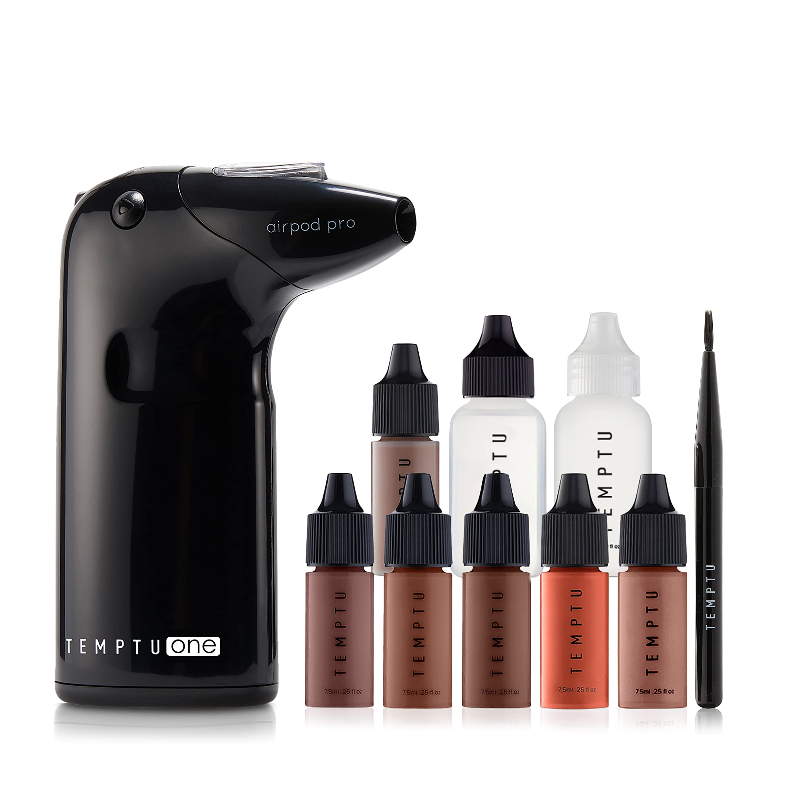 TEMPTU One Airbrush Make-up Kit for Complexion Perfection with Cordless Compressor: 11-Piece Set, Portable Air Brush Machine, 3 Shades of Foundation, Blush, Bronzer, Instant Concealer – 6 Shades