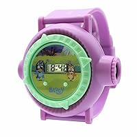 Kids Bluey Digital LCD Projection Quartz Wrist Watch with 10 Pictures, Purple Strap for Girls, Boys, Kids 3+ Years (Model: BLY4013AZ)