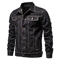 Men'S Denim Jackets, Men'S Casual Workwear Long Sleeve Lapel Collar Denim Jacket Loose Multi Pocket Coat