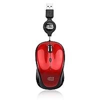 Adesso Ergonomic iMouse S8 - Retractable Optical USB Mouse (Red)